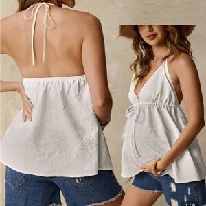 SHEIN Maternity White Halter Tank Top